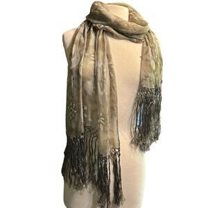 Bohemian Style Sheer Scarf With Fringe
